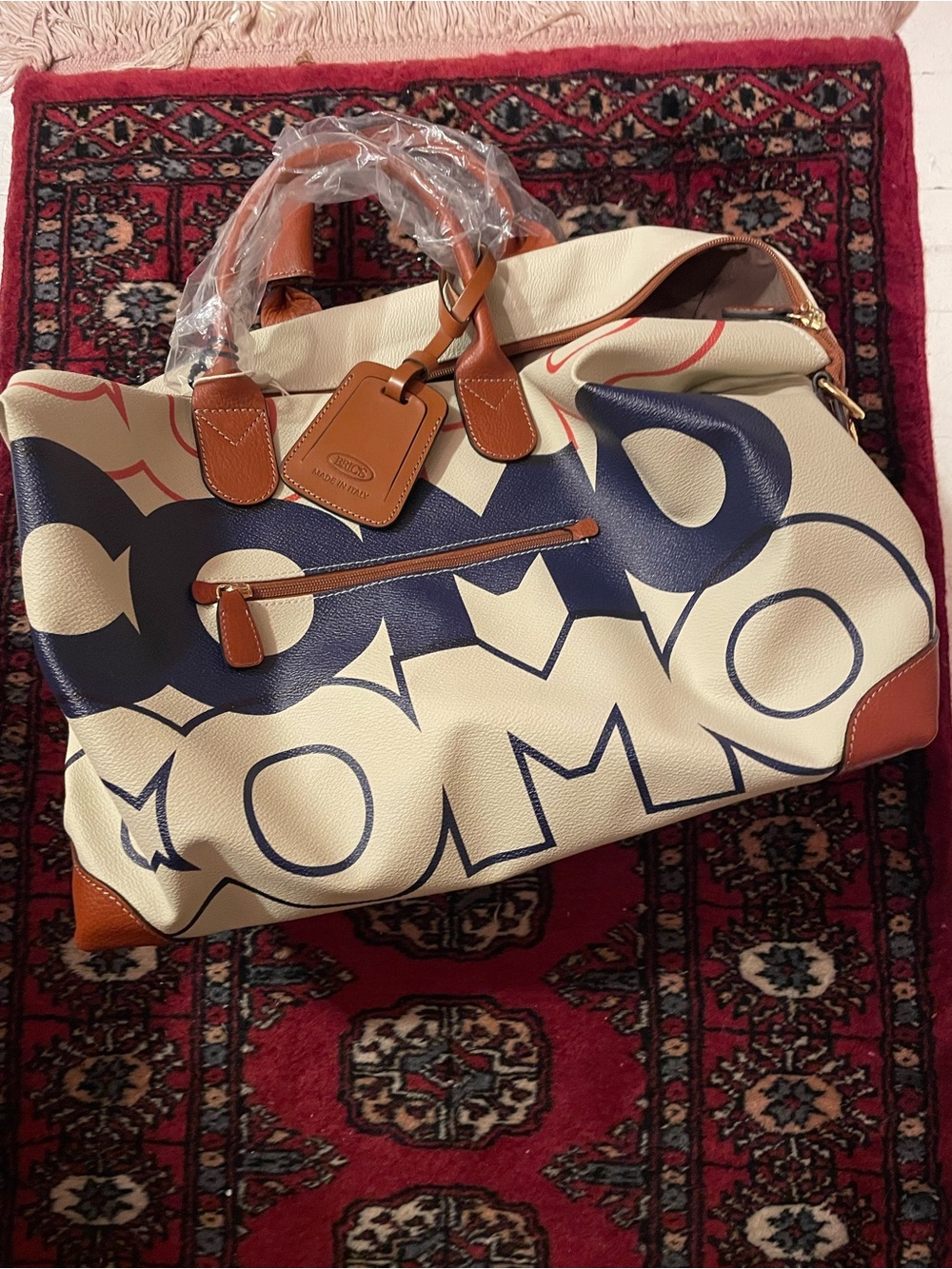 Bric's Oversized Logo Duffel Bag - Cream, Navy & Brown